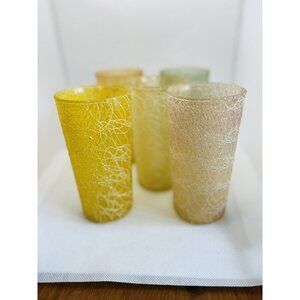 Color Craft 12 Oz Spaghetti String Tumblers Retro Mid Century 1960s Set Of 5
